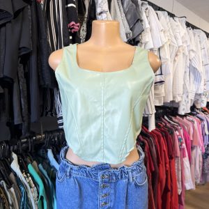 Top estilo corset Foxis de cuerina verde