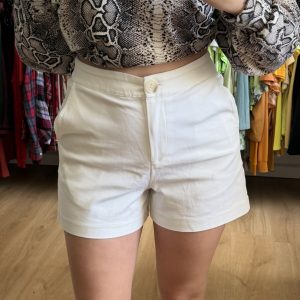 Short de tela Indian blanco