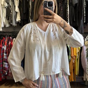 Blusa de lino Indian blanca