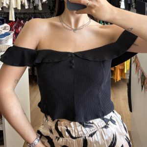 Top Piece Of Cake negro con volado