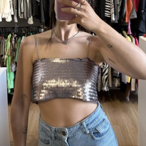 Top Zara gris de lentejuelas