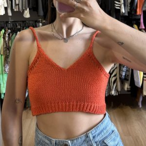 Top Zara naranja tejido