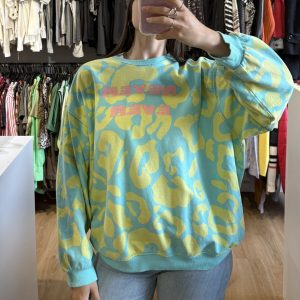 Buzo Indian turquesa con amarillo y rosa