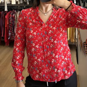 Blusa Allie roja con florcitas