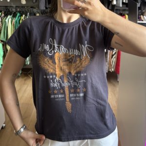 Remera Maui&Sons negra con gris y marron