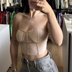 Top strapless beige, corset