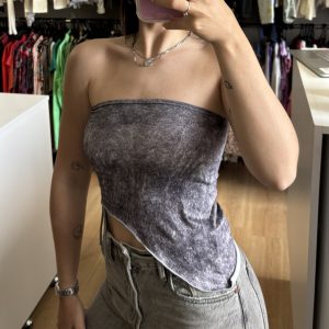 Top strapless snake print gris