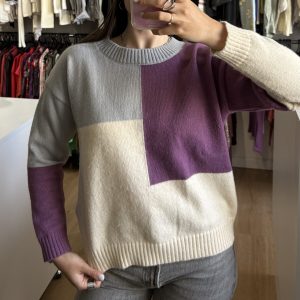 Buzo CANVA violeta, lila y crudo