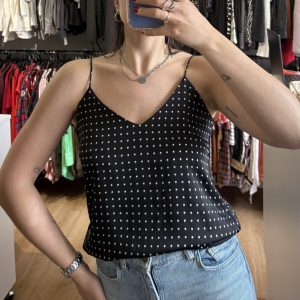 Blusa Daniel Cassin negra con lunares, con etiqueta