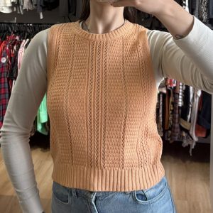 Chaleco Allie salmon pastel, semi calado