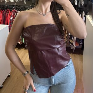 Top Shein strapless violeta