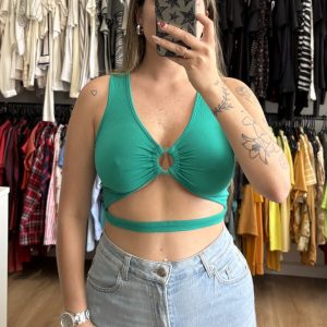 Top Indian verde con argolla