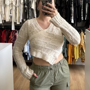 Buzo tejido crema Zara