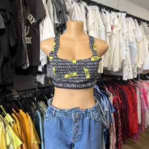 Top Calvin Klein negro, amarillo, blanco