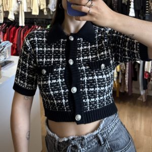 Top HyM grueso blanco y negro