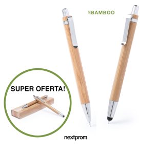 Bolígrafo y portaminas de bambú con estuche