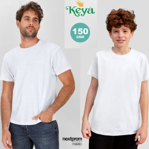 Camiseta blanca algodón niños y adultos 150 gramos