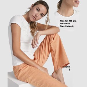 Camisetas blancas mujer algodón grueso 200 grs