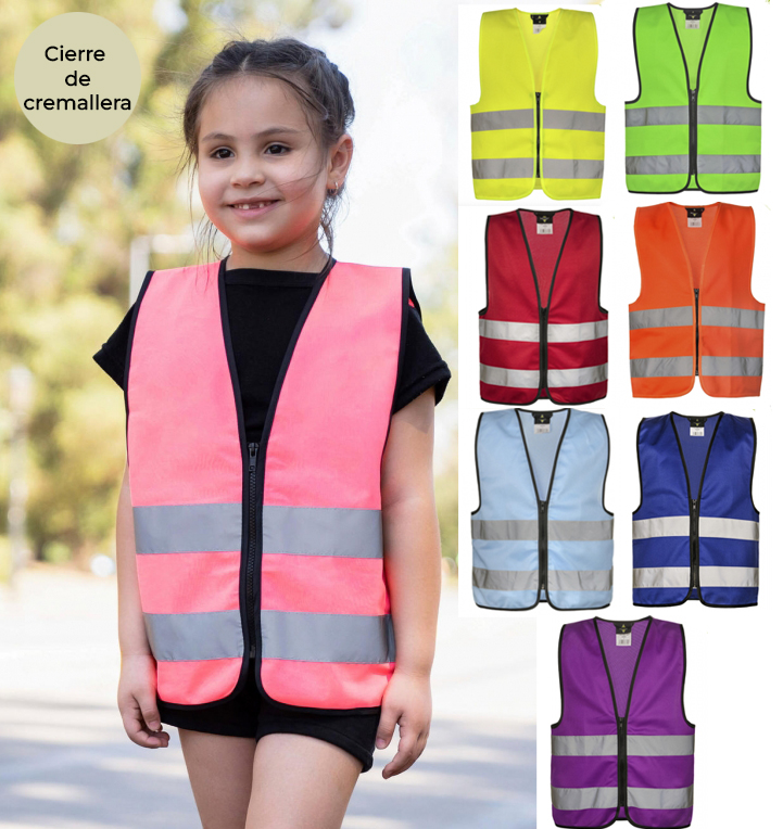 Chalecos infantiles de colores alta visibilidad