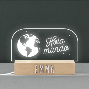 Lámpara personalizada Hola Mundo
