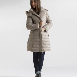 plumiferos beige mujer