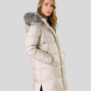 plumiferos beige mujer