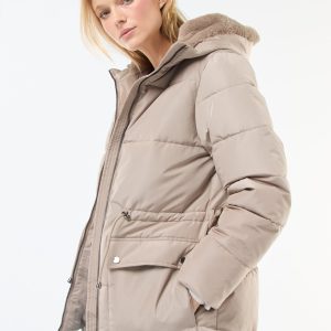 plumiferos beige mujer