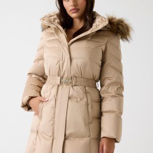 plumiferos beige mujer